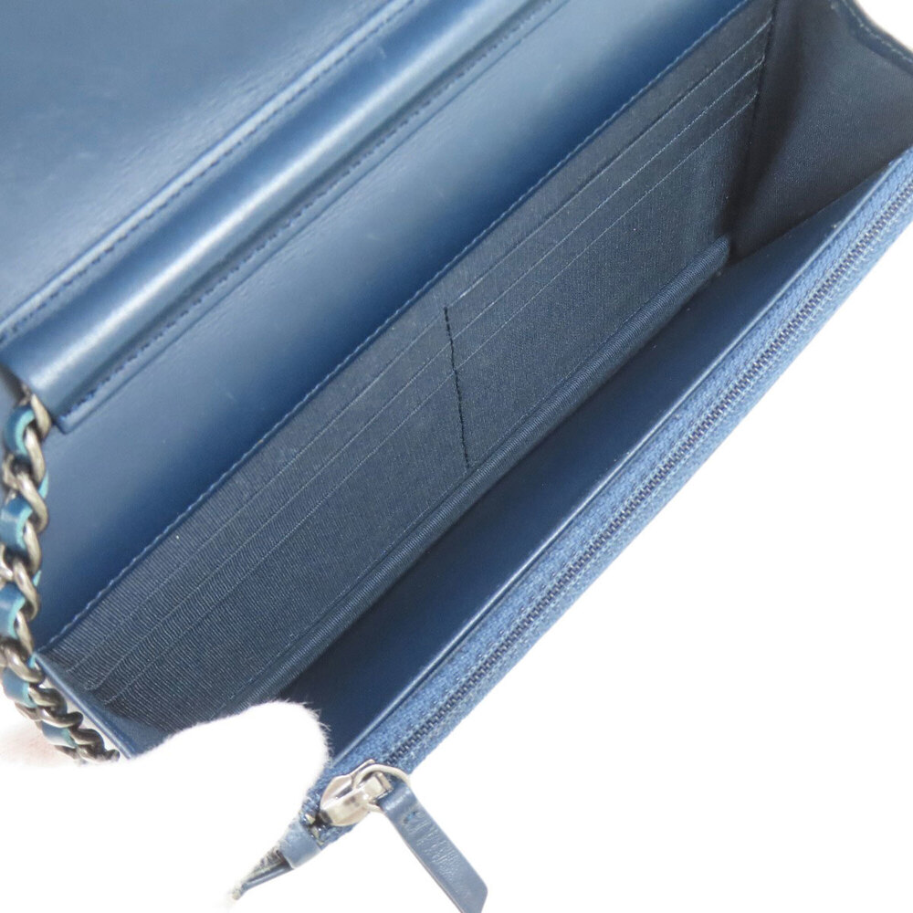 CHANEL Blue Lambskin Leather Logo Wallet - Picture 6 of 16